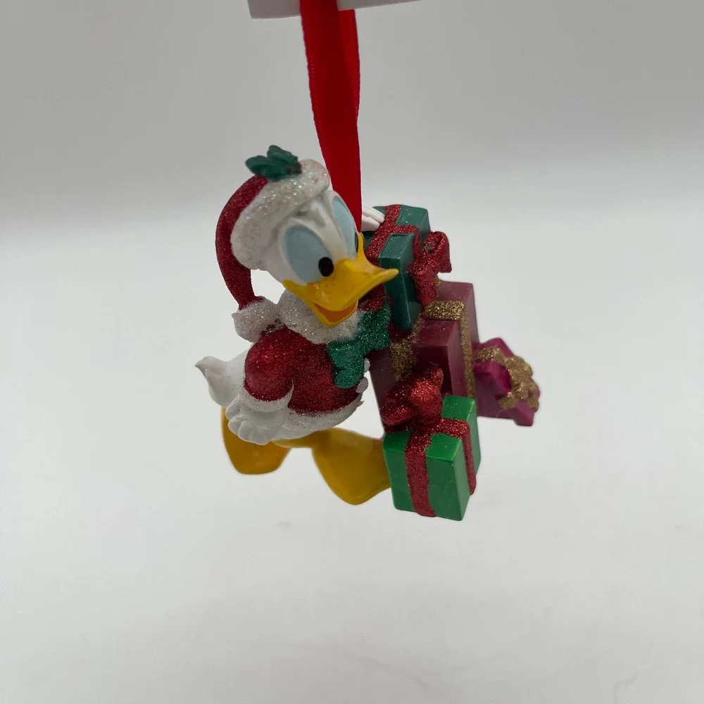 Disney Donald Duck Santa Christmas Ornament with Presents Glitter Accents NEW